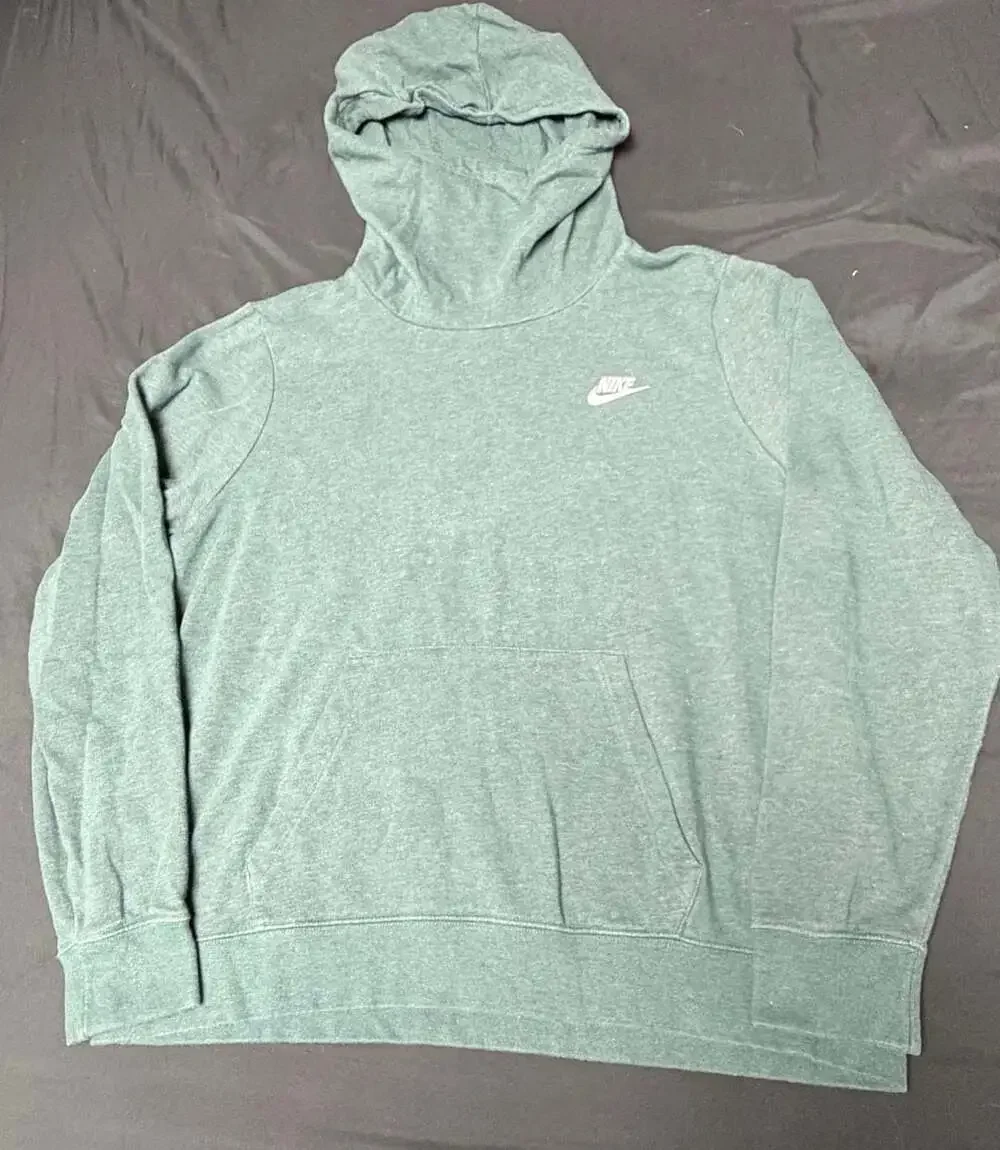 Nike Women's Green Heathered Funnel-Neck Hoodie Pullover Sweatshirt